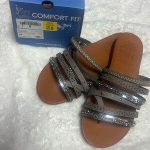 Charcoal, gray sandals